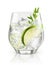 Refreshing Gin and Tonic cocktail drink served in a glass on a pure white background. Generative AI.