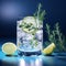 Refreshing Gin And Tonic With Lemon, Mint, And Rosemary - 3d Render