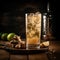 Refreshing Ginger Drink in Tall Glass with Fresh Ginger Roots