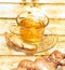 Refreshing Ginger Tea Shows Beverage Drink And Herbals