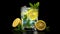 A refreshing glass of lemonade with sliced lemons and min one generative AI