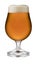 A refreshing glass of traditional ale, in a schooner glass, with condensation