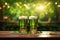 refreshing green beer in glass on blurred background for stPatrick s day celebration