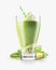 Refreshing Green Smoothie served in a glass on a pure white background. Generative AI.