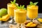 Refreshing and healthy mango smoothie in tall glasses. Generative AI