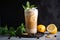 refreshing iced coffee latte with mint and citrus flavors