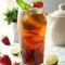 Refreshing iced tea with strawberries and mint