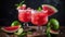 Refreshing Indulgence, Watermelon Margaritas Infused with Lime and Mint. Generative AI