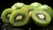 Refreshing kiwi slice, a juicy, healthy snack in nature palette generated by AI