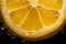 Refreshing lemon with droplets closeup. Generative AI