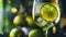 Refreshing Lime Slice in Sparkling Water with Bokeh Background