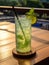 Refreshing Mint Lime Cooler Overlooking Urban Sunset