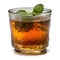 Refreshing Moroccan Mint Tea in a Glass on White Background .