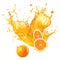 Refreshing orange juice splash, vibrant orange waves on white background, fruit juice background, Ai generative