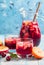 Refreshing sangria or punch with fruit