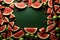Refreshing scene Watermelon slices surround a vibrant green frame