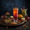 Refreshing Sharbat drink with savory snacks on table
