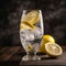 Refreshing Sparkling Water with Lemon Wedges in Glass