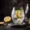 Refreshing Sparkling Water with Lemon Wedges in Glass