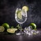 Refreshing Sparkling Water with Lime Wedges in Glass