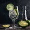 Refreshing Sparkling Water with Lime Wedges in Glass