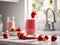 Refreshing Strawberry Smoothie in a Bright, White Kitchen