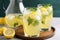 refreshing summer lemonade with a touch of mint, garnished with a slice of lemon