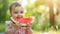 Refreshing Summer Treat: Adorable Baby Indulges in Juicy Watermelon