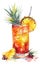 Refreshing Tropical Pineapple Cocktail Illustration with Vibrant Colors