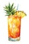 Refreshing Tropical Pineapple Cocktail Illustration with Vibrant Colors