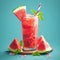 Refreshing watermelon juice garnished with a vibrant mint leaf