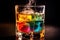 Refreshing Whisky Chill Colorful Ice Cubes in Glass for a Cool Sensation. created with Generative AI