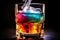 Refreshing Whisky Chill Colorful Ice Cubes in Glass for a Cool Sensation. created with Generative AI