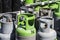Refrigerant gas cylinders ready to transport