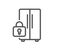 Refrigerator locked line icon. Fridge child lock sign. Vector