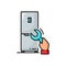 Refrigerator repair, wrench in hand outline icon