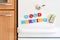 Refrigerators door with colorful text