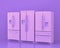 Refrigerators, Kitchen appliances in monochrome single pink purple color room, 3d rendering