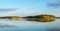 Reftinskaya reservoir with island in summer,