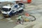 Refuel truck for airplane parked and waiting refuel the airplane on ground in the airport.