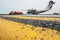 Refueling an airplane at the northern airport on the runway