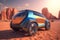 refueling auto desert electric transport futuristic drive car automotive transportation. Generative AI.