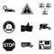 Refueling station icons set, simple style
