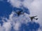 Refueling a strategic bomber in the air, Military air parade in Moscow