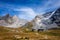 Refuge of Col de la Vanoise and Grande Casse Alpine glacier in French alps