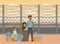 Refugee and Asylum Seeker with Displaced Young Family Needed Help and Home Vector Illustration