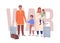 Refugee family 2D vector isolated illustration