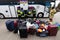 Refugee luggage being unloaded at the Mlyny centre on Poland