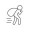 Refugee with sack line icon
