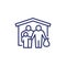 refugee shelter line icon, vector